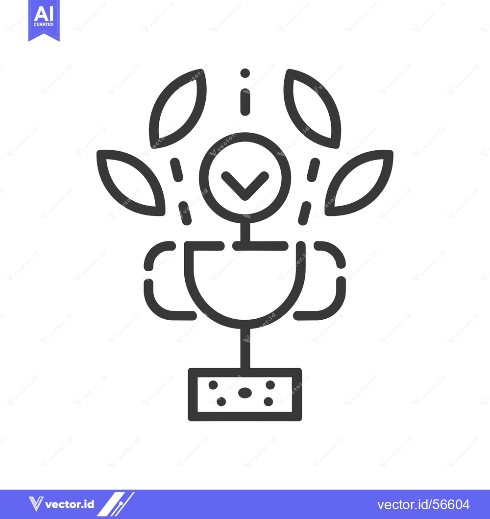 Premium Vector dari Line Drawing of a Plant with a Check Mark in a Circle