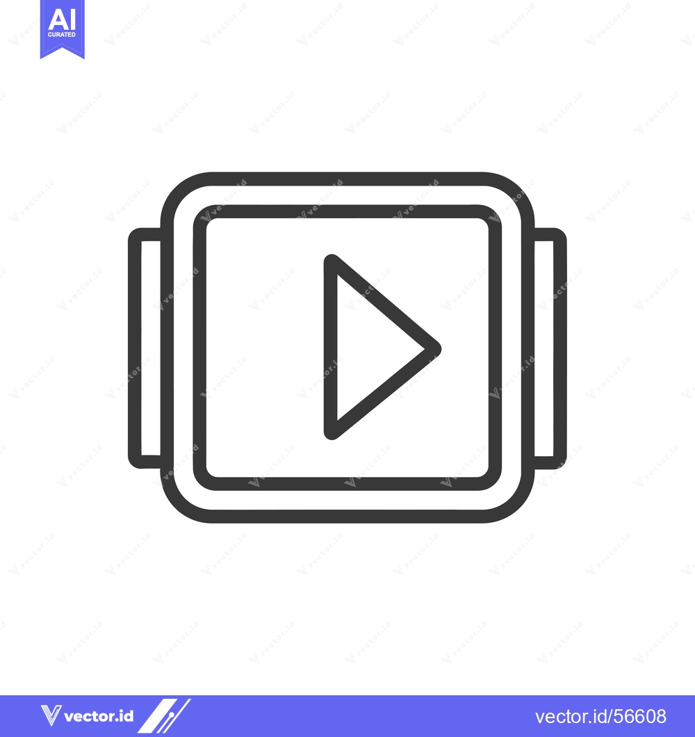 Premium Vector dari Line Drawing of a Play Button Inside a Square with Rounded Corners