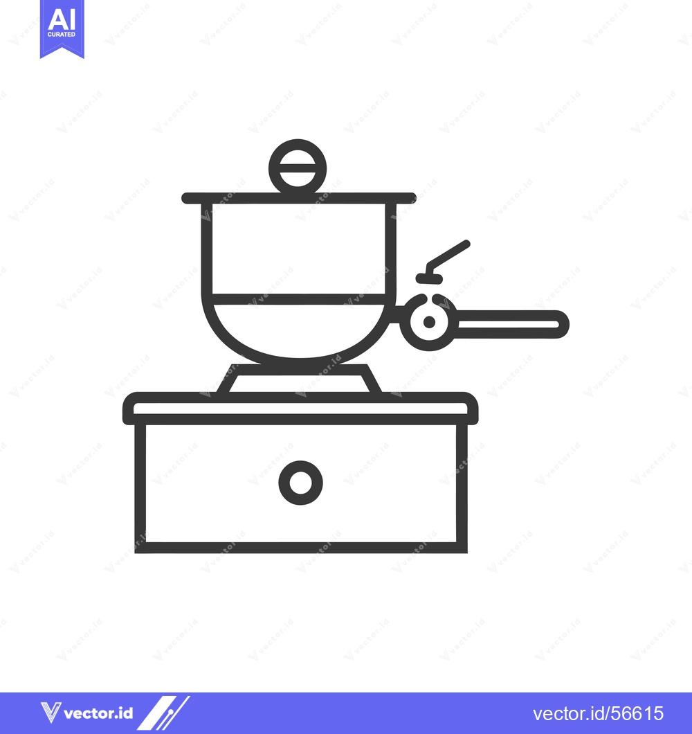 Premium Vector dari Line Drawing of a Pot on a Stovetop