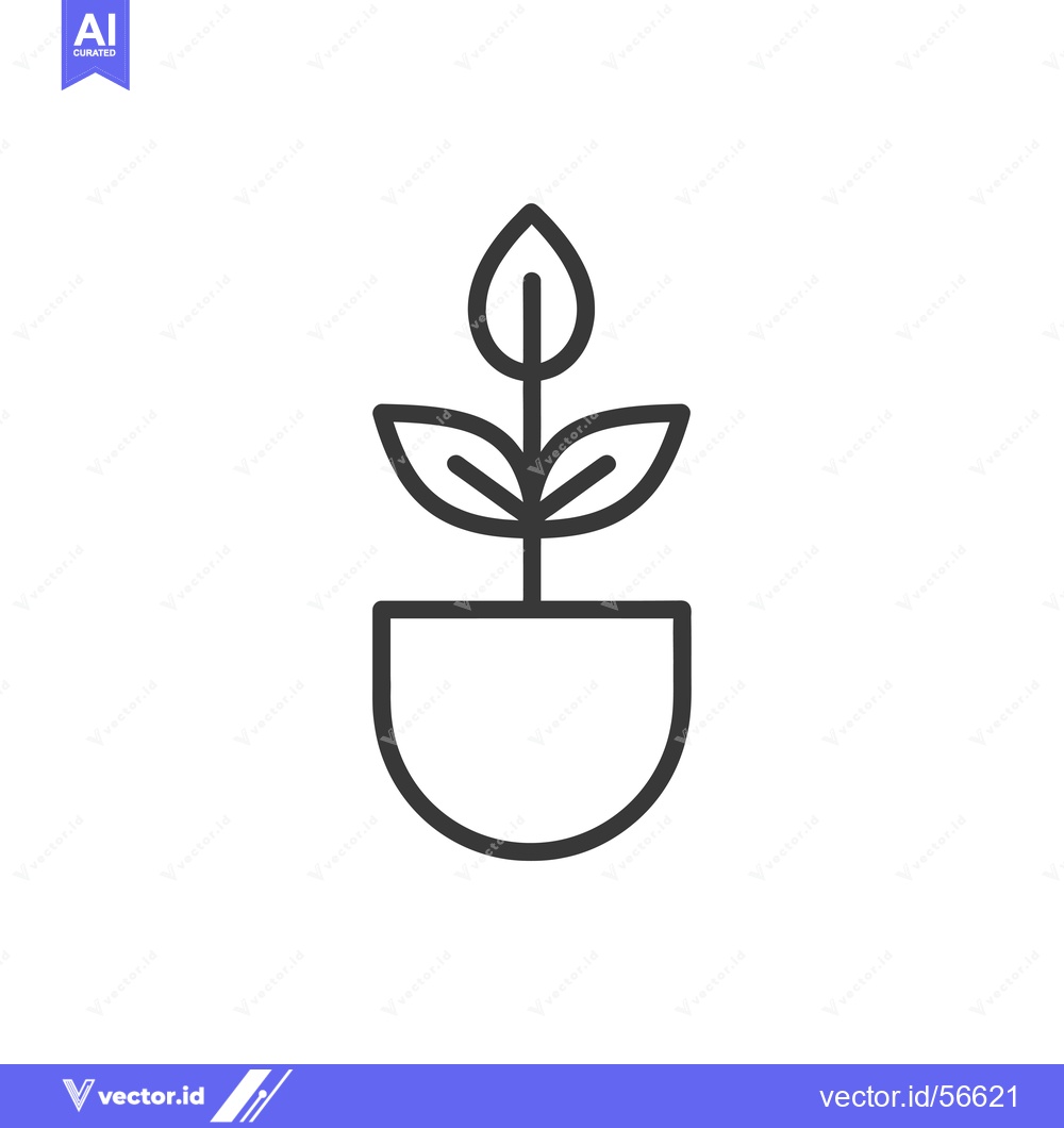 Premium Vector dari Line drawing of a potted plant with three leaves