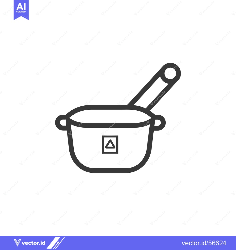 Premium Vector dari Line drawing of a pot with a handle and a triangle symbol