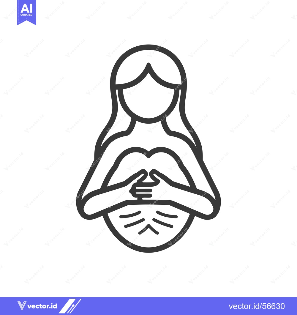 Premium Vector of Line drawing of a pregnant woman holding her belly