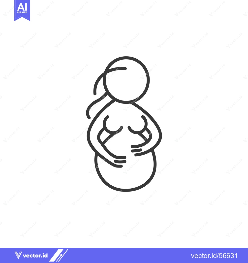Premium Vector dari Line drawing of a pregnant woman holding her belly