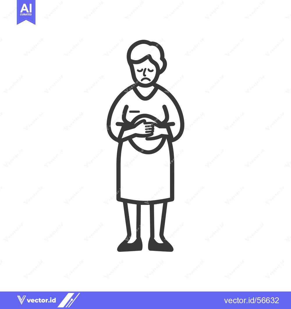 Premium Vector of Line drawing of a pregnant woman holding her stomach
