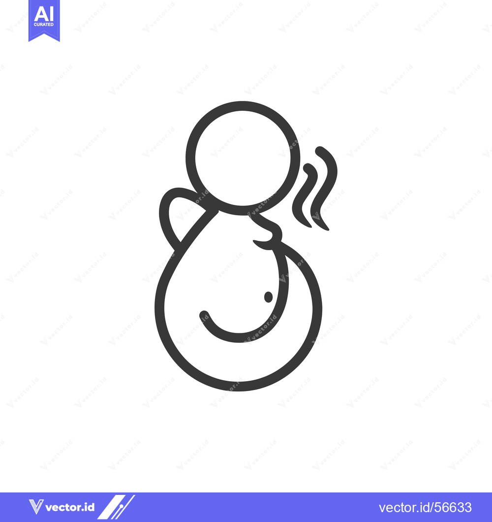 Premium Vector of Line Drawing of a Pregnant Woman with Steam Rising from Her Back