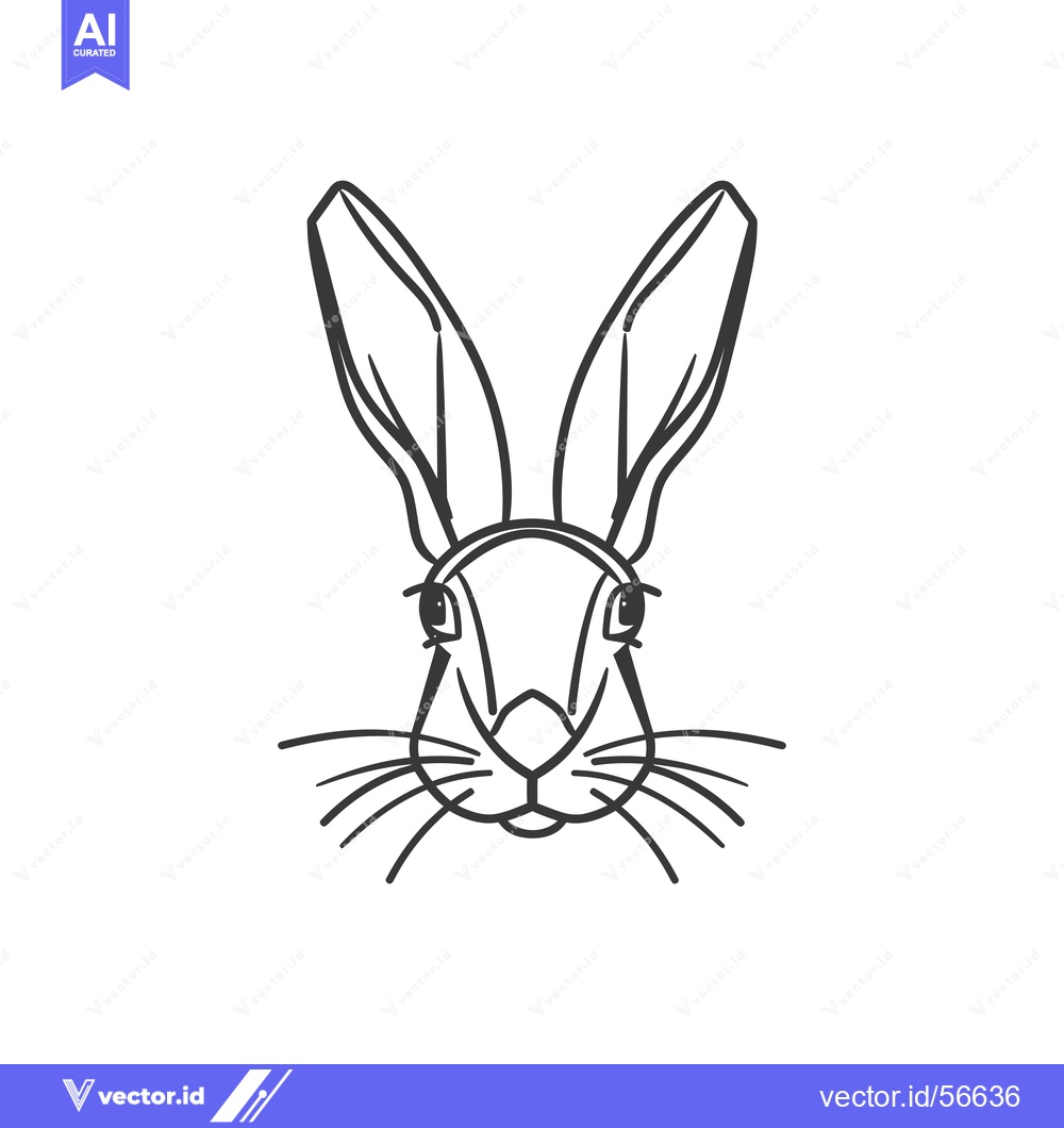 Premium Vector of Line Drawing of a Rabbit's Face