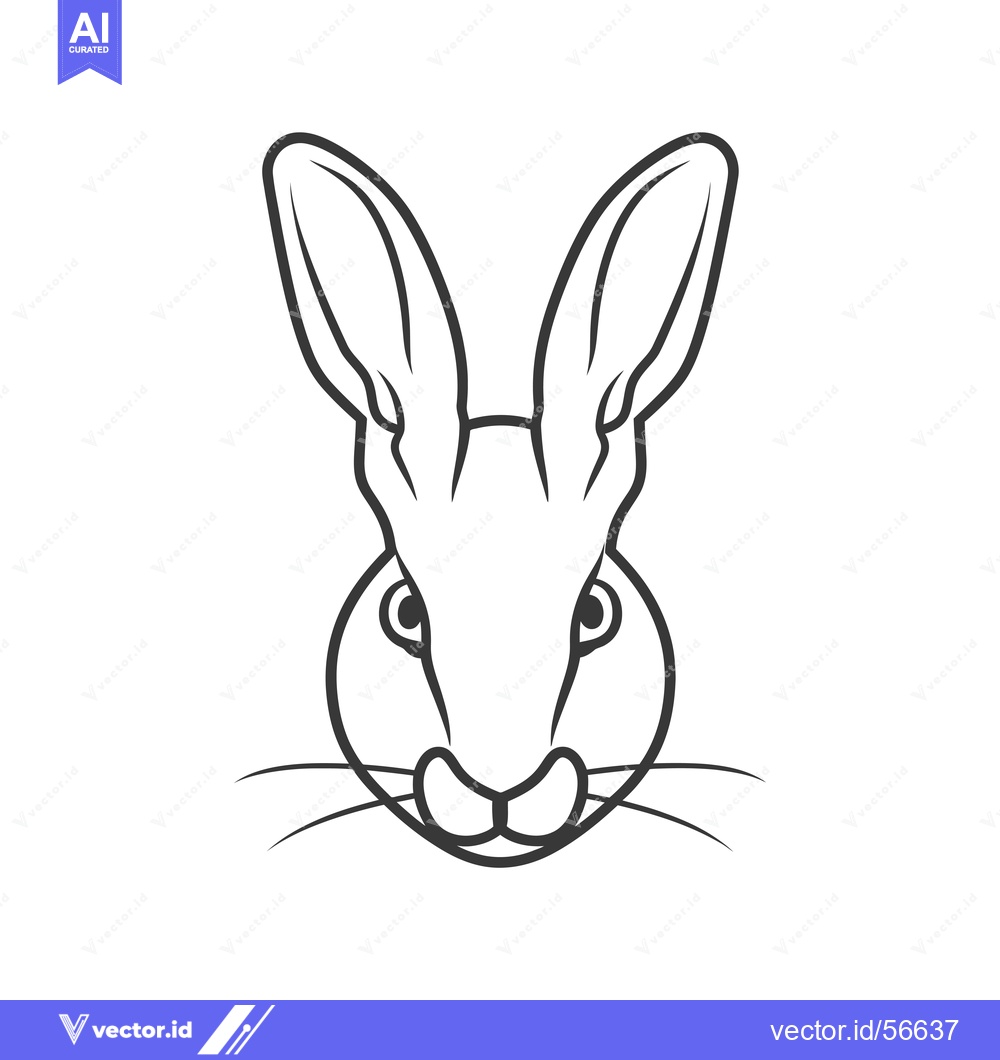 Premium Vector of Line Drawing of a Rabbit's Face