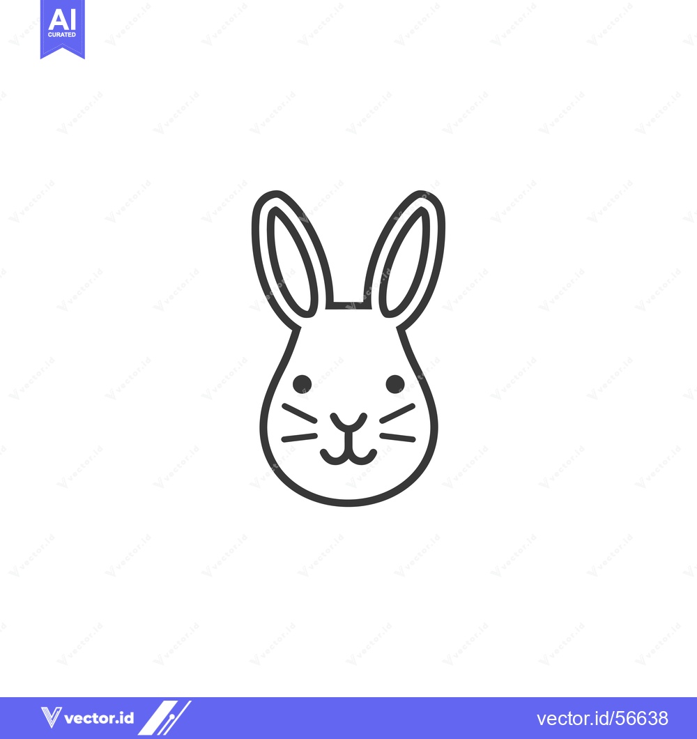 Premium Vector of Line Drawing of a Rabbit's Face with Big Ears