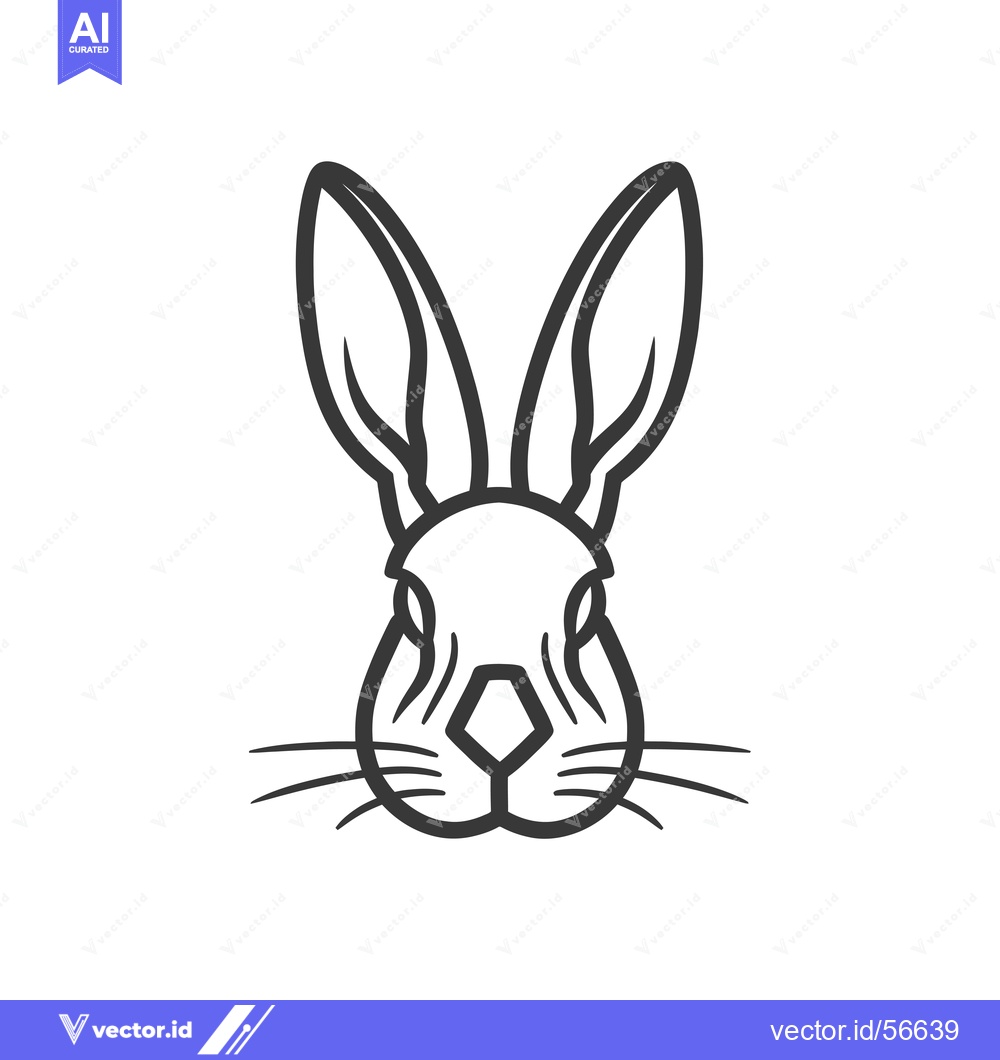 Premium Vector dari Line Drawing of a Rabbit's Face with Long Ears