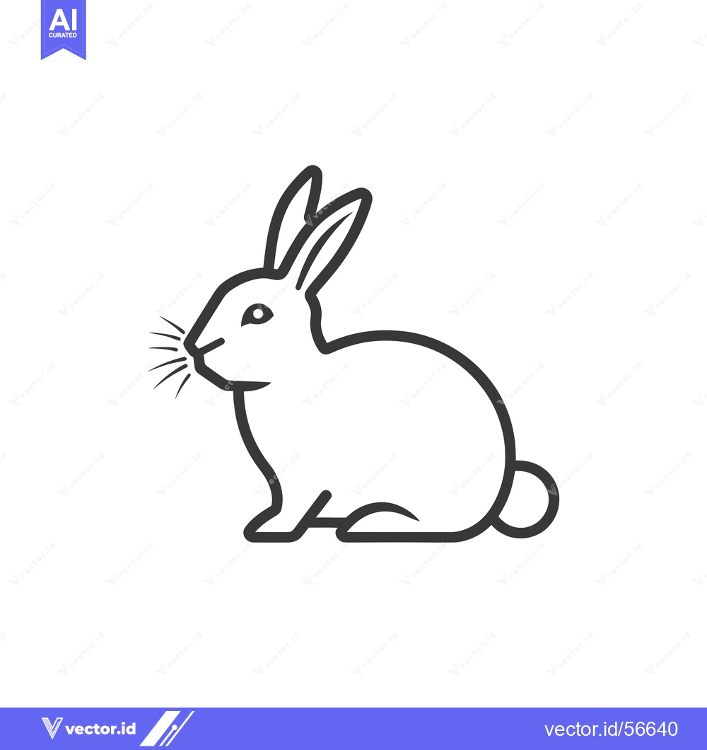 Premium Vector of Line drawing of a rabbit sitting on its haunches