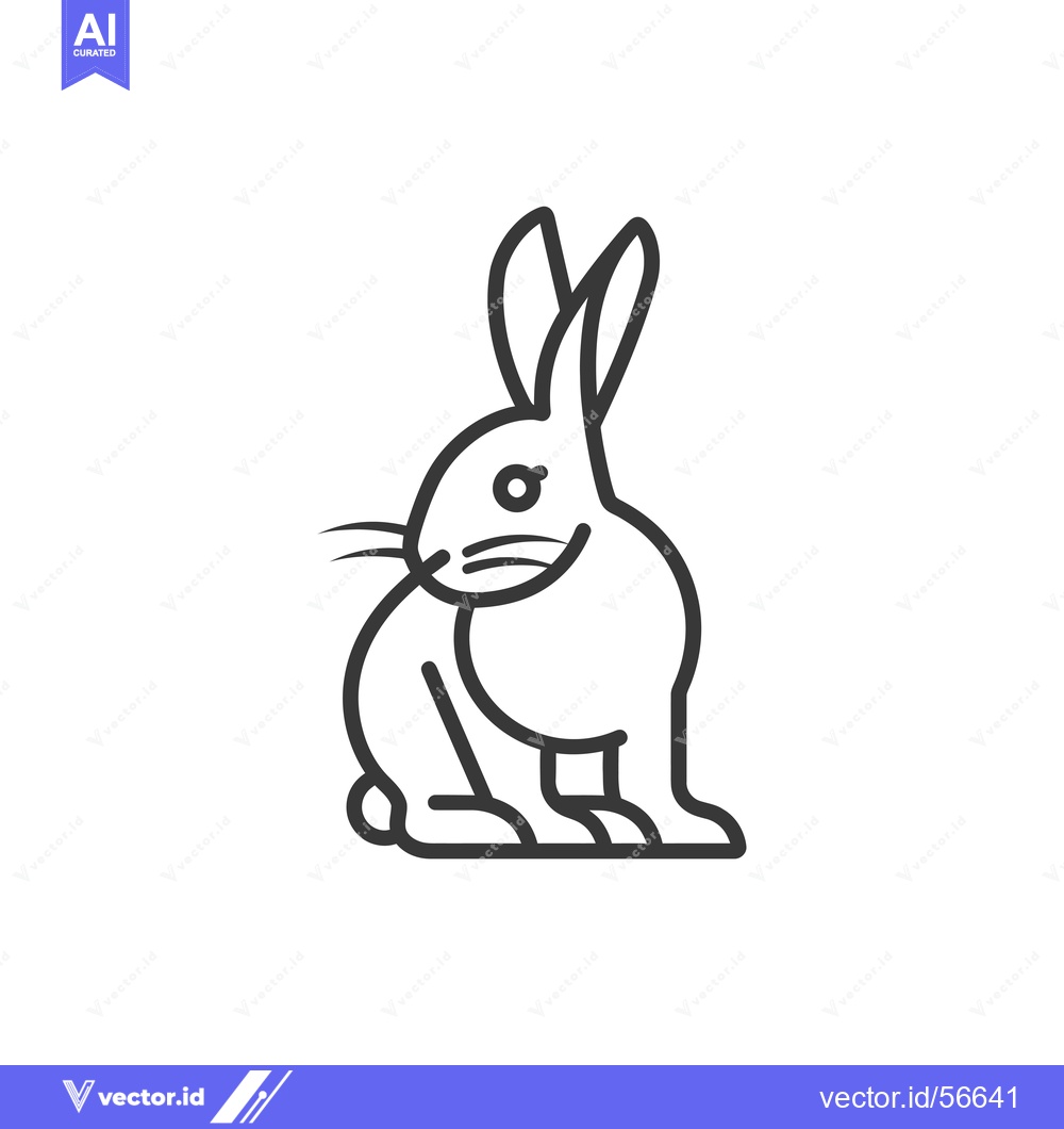 Premium Vector dari Line drawing of a rabbit sitting on its hind legs