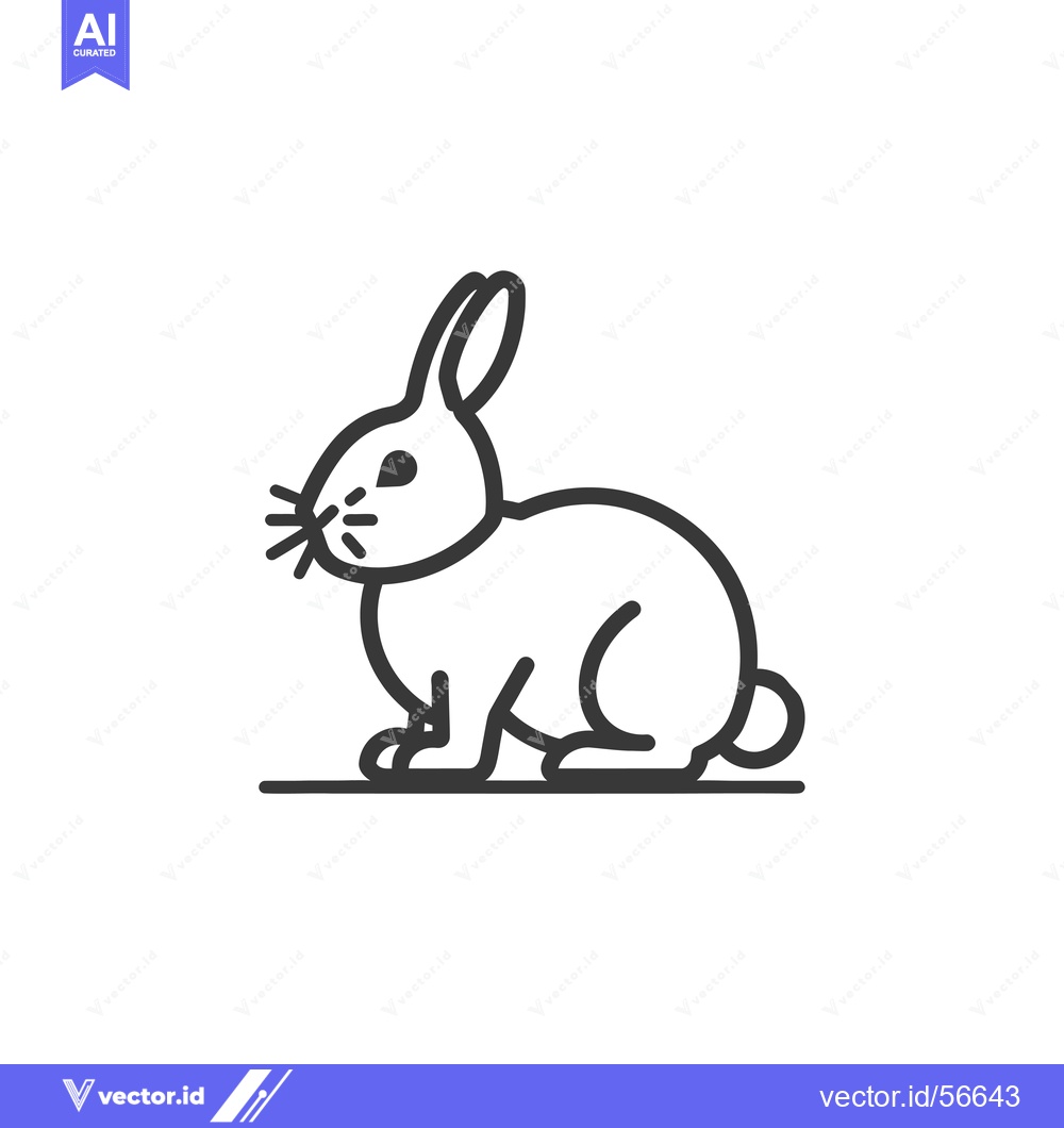 Premium Vector of Line drawing of a rabbit sitting on the ground