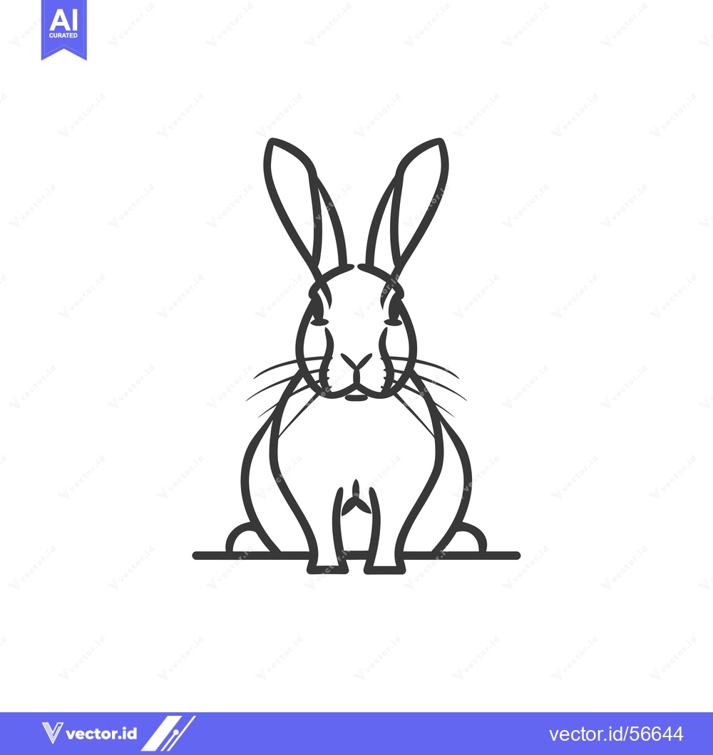 Premium Vector of Line drawing of a rabbit sitting with long ears