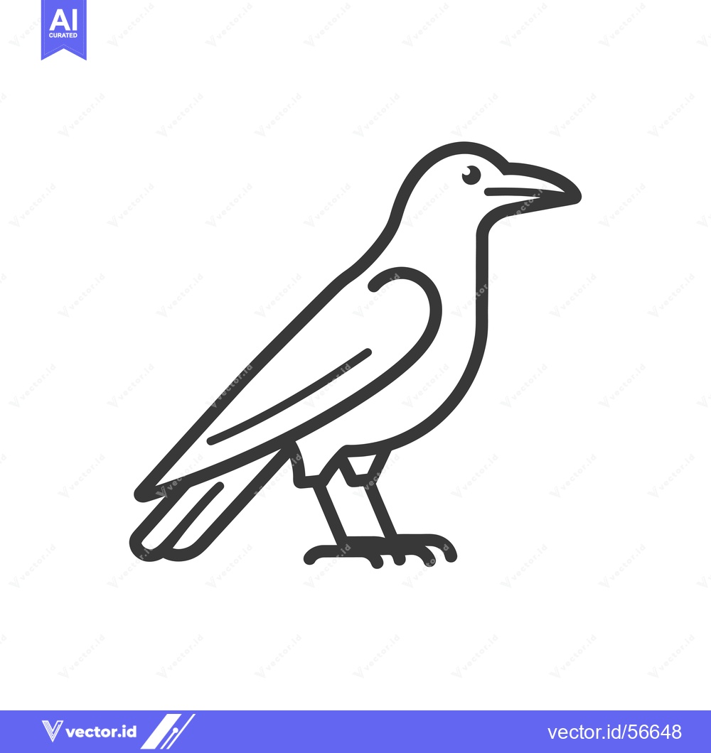 Premium Vector dari Line drawing of a raven or crow facing right