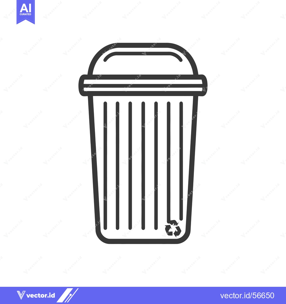Premium Vector of Line drawing of a recycling bin with recycle symbol