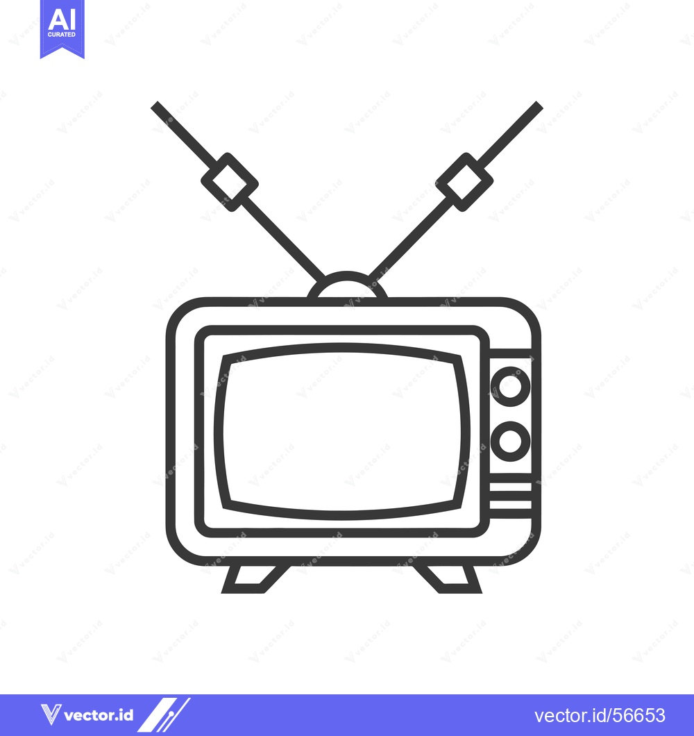 Premium Vector dari Line drawing of a retro television with antennas