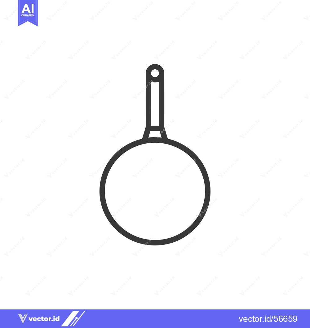 Premium Vector dari Line Drawing of a Round Frying Pan with a Handle