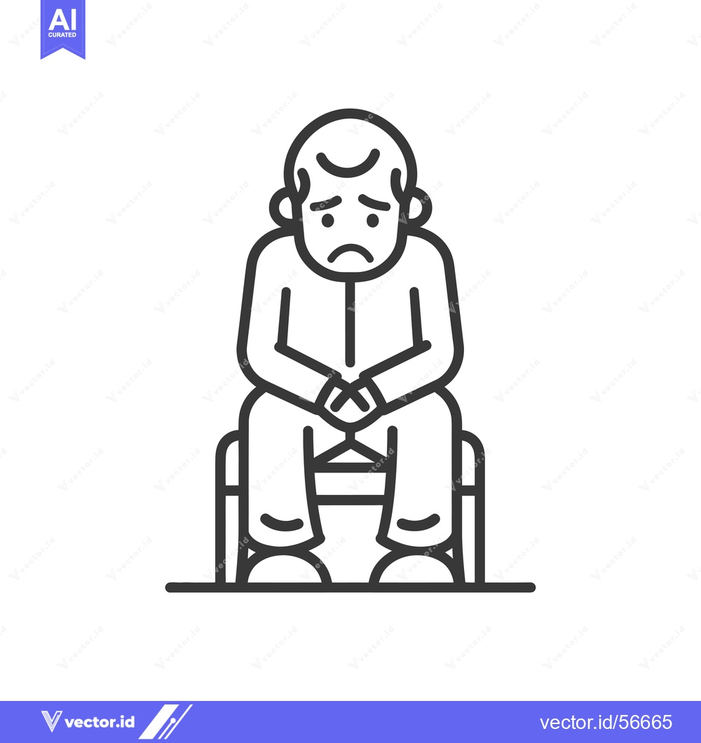 Premium Vector dari Line Drawing of a Sad Man Sitting on a Chair
