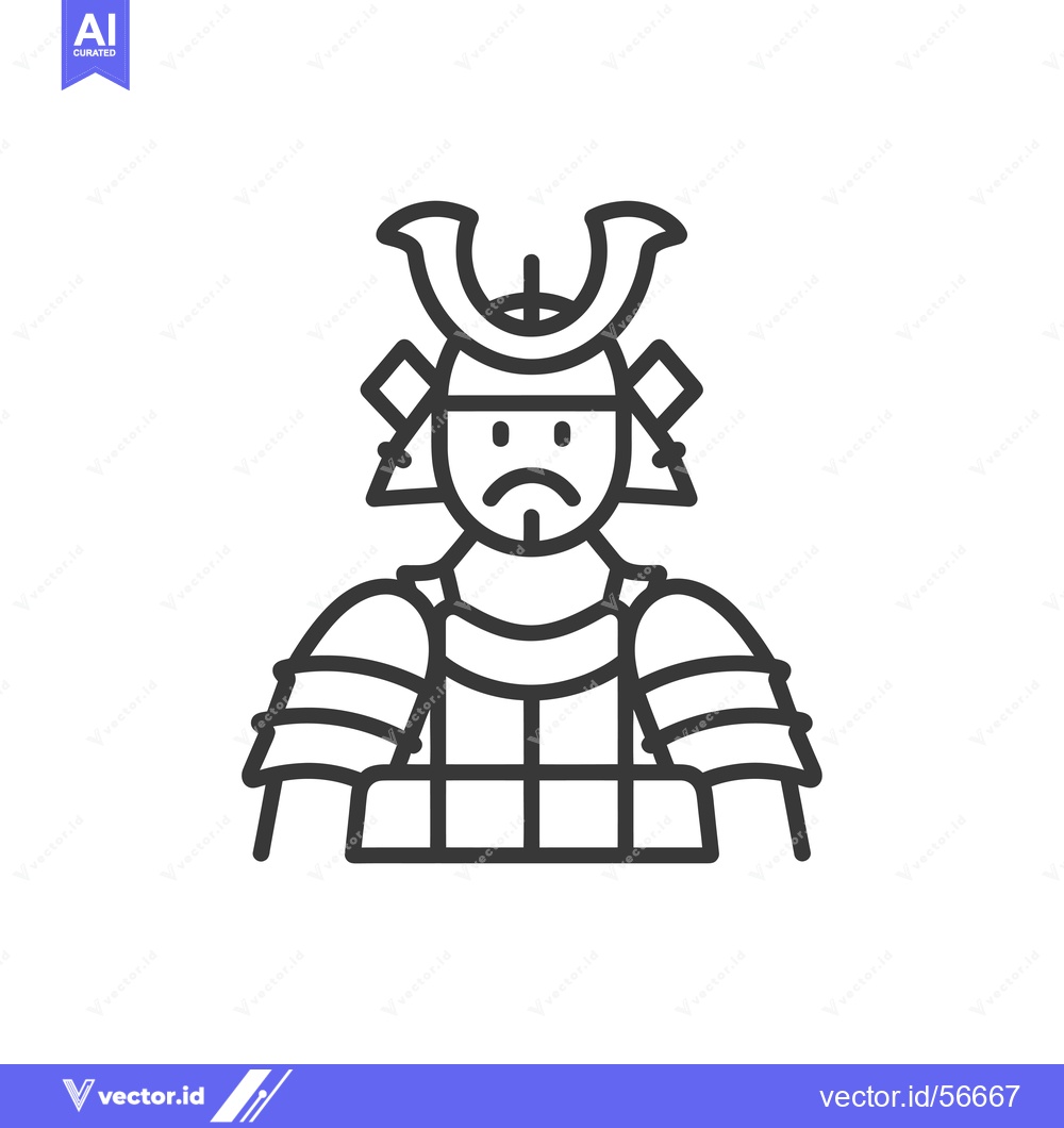 Premium Vector dari Line Drawing of a Sad Samurai Warrior