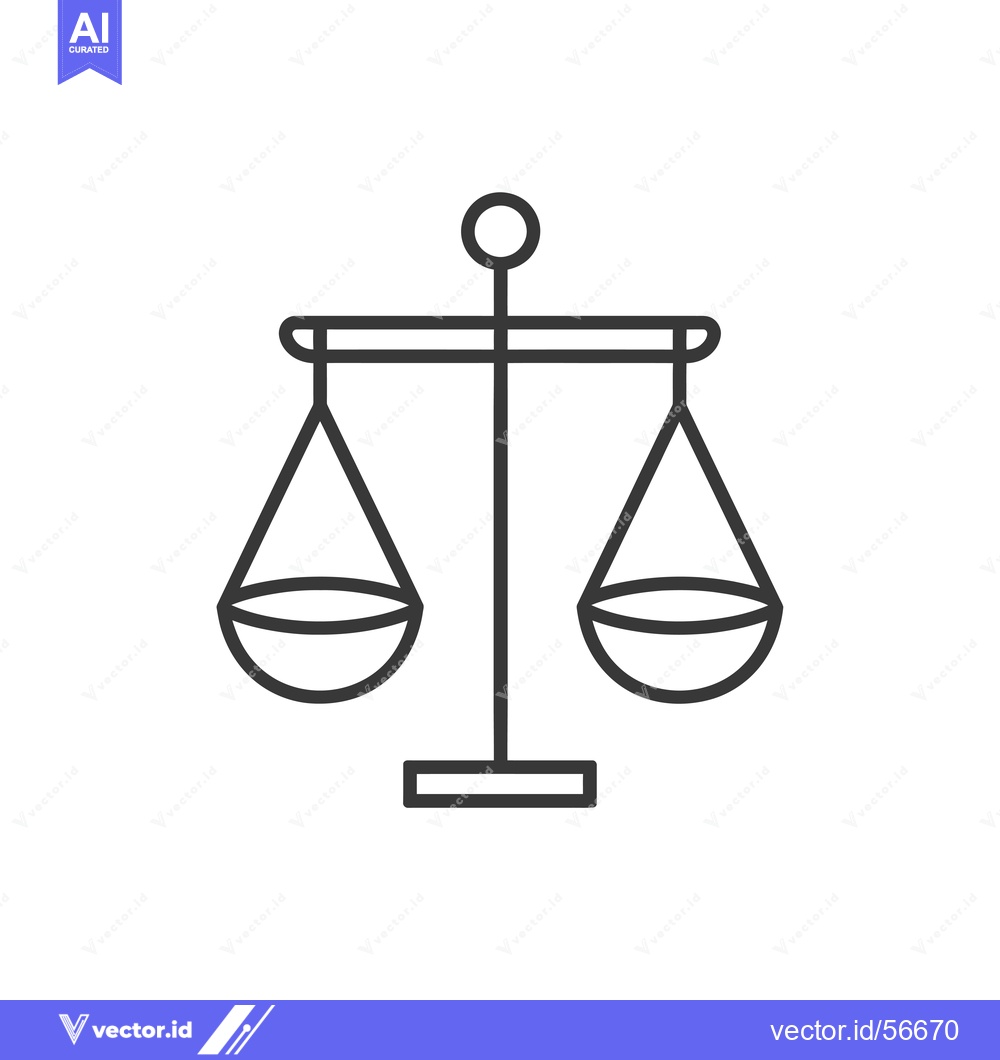Premium Vector of Line Drawing of a Scale with Balanced Pans