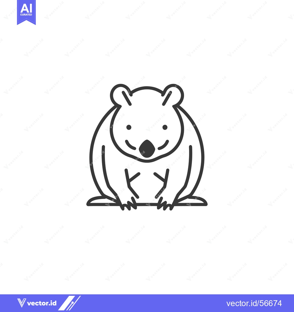 Premium Vector dari Line drawing of a seated koala