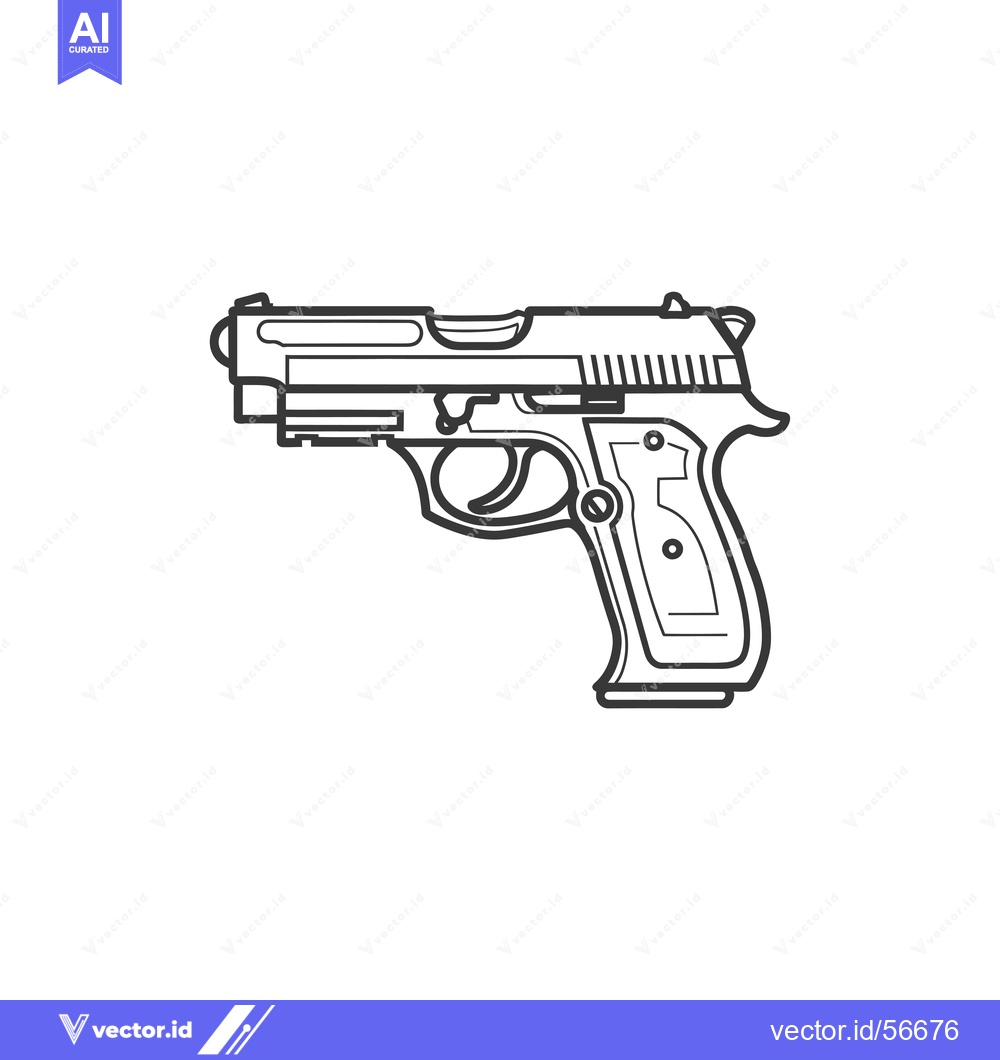 Premium Vector dari Line drawing of a semi-automatic pistol