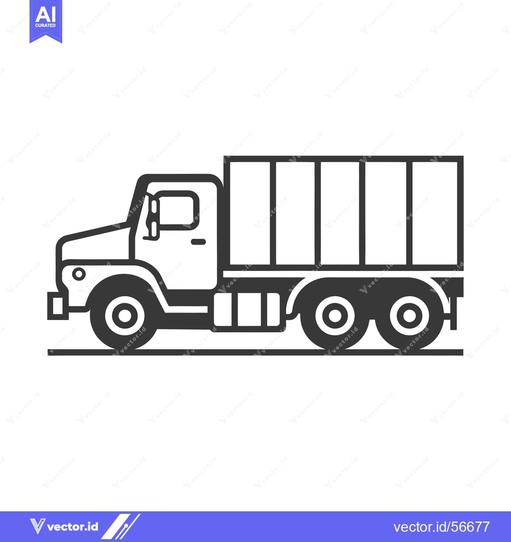 Premium Vector dari Line drawing of a semi truck with a flatbed trailer