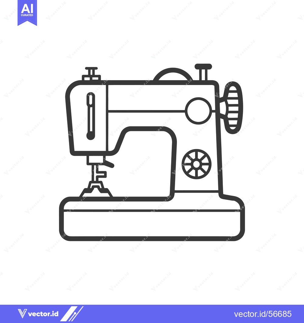 Premium Vector of Line Drawing of a Sewing Machine