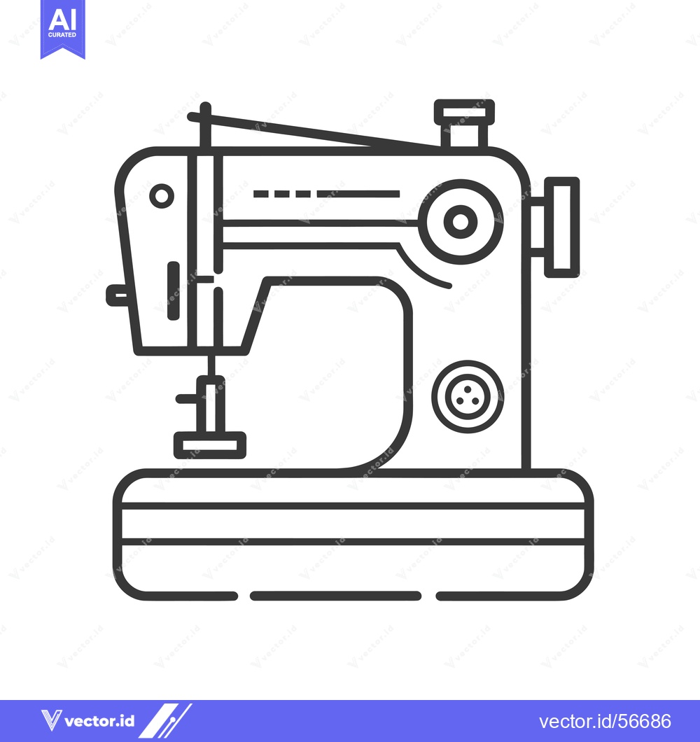 Premium Vector of Line drawing of a sewing machine with a needle and thread