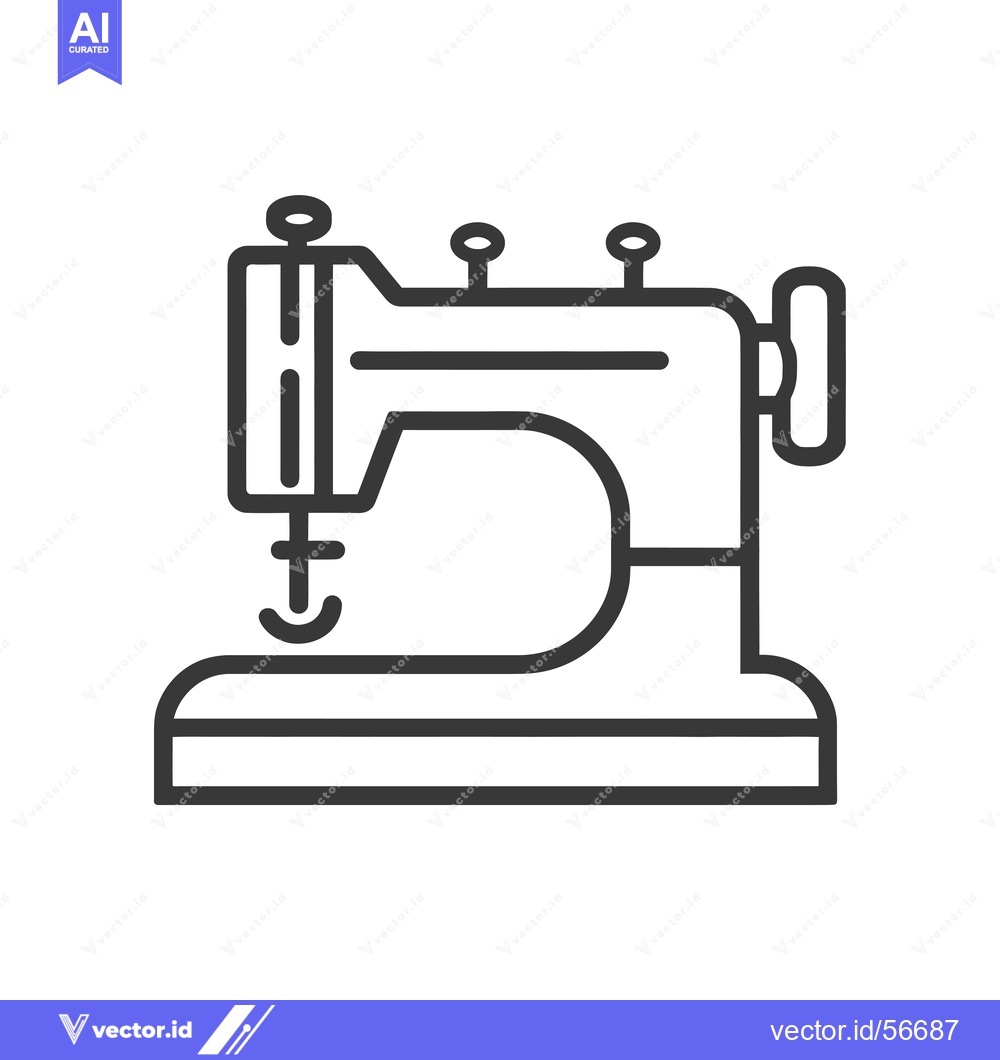 Premium Vector dari Line drawing of a sewing machine with a needle and thread