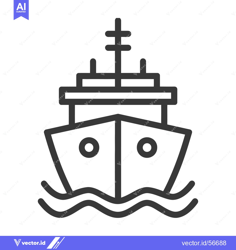 Premium Vector of Line drawing of a ship on the ocean waves