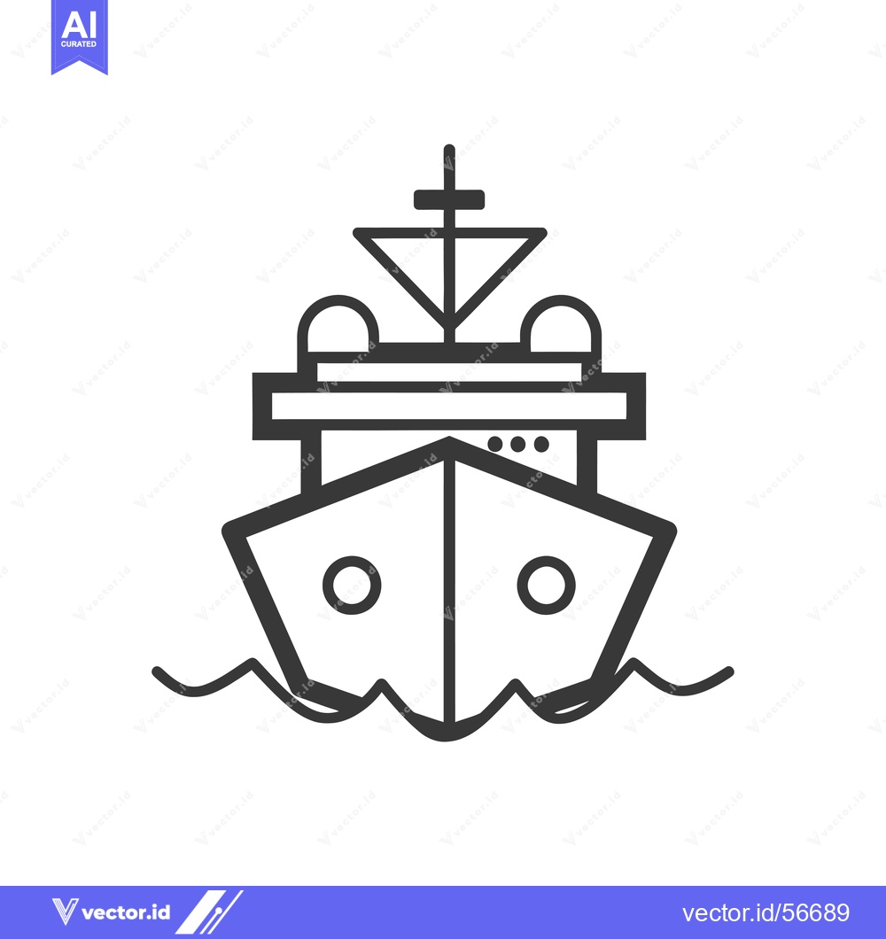 Premium Vector dari Line Drawing of a Ship Sailing on Water