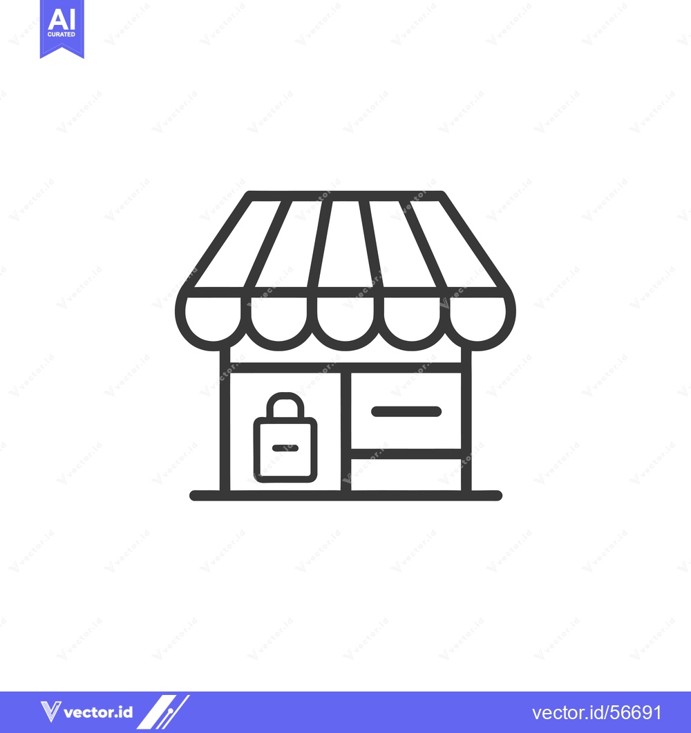 Premium Vector of Line Drawing of a Shop Front with an Awning
