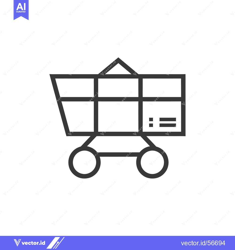 Premium Vector dari Line Drawing of a Shopping Cart with Two Wheels