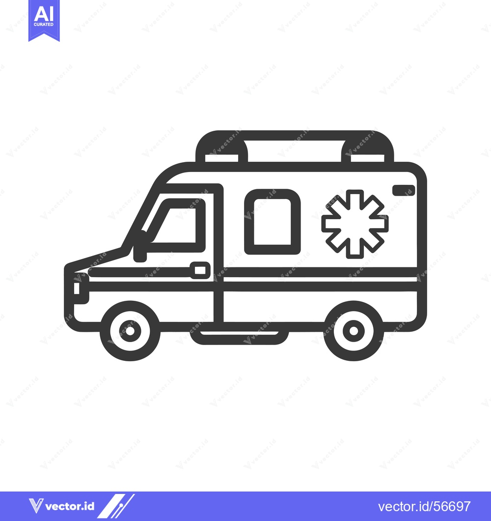 Premium Vector of Line Drawing of a Simple Ambulance Icon