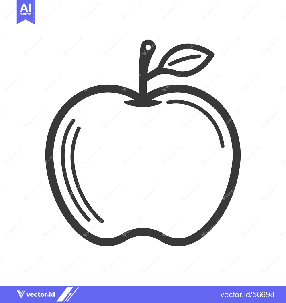 Premium Vector dari Line drawing of a simple apple with a leaf