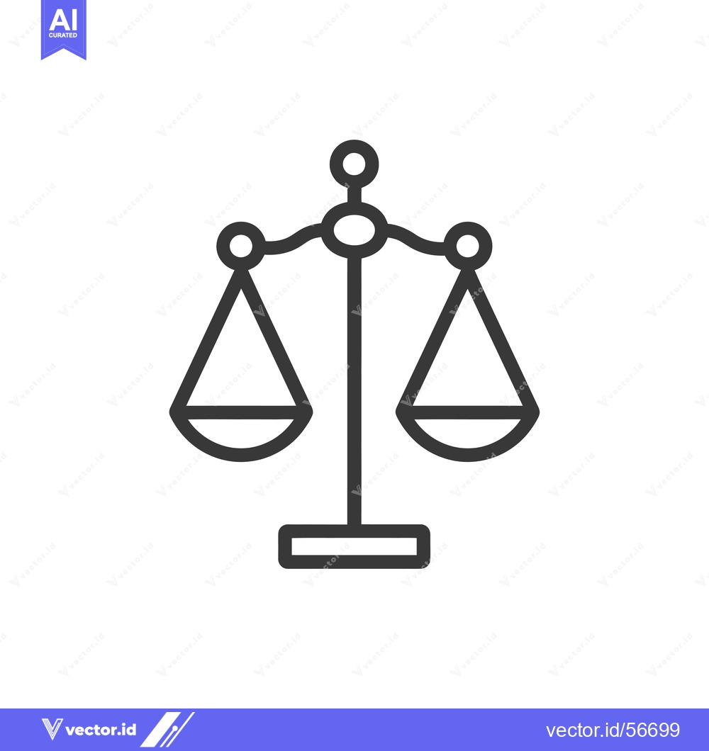 Premium Vector of Line drawing of a simple balance scale with two pans