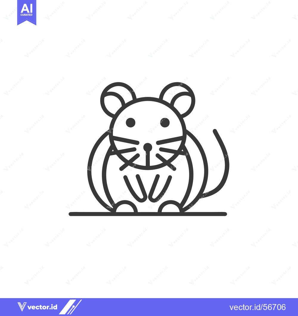 Premium Vector of Line Drawing of a Simple Cartoon Mouse