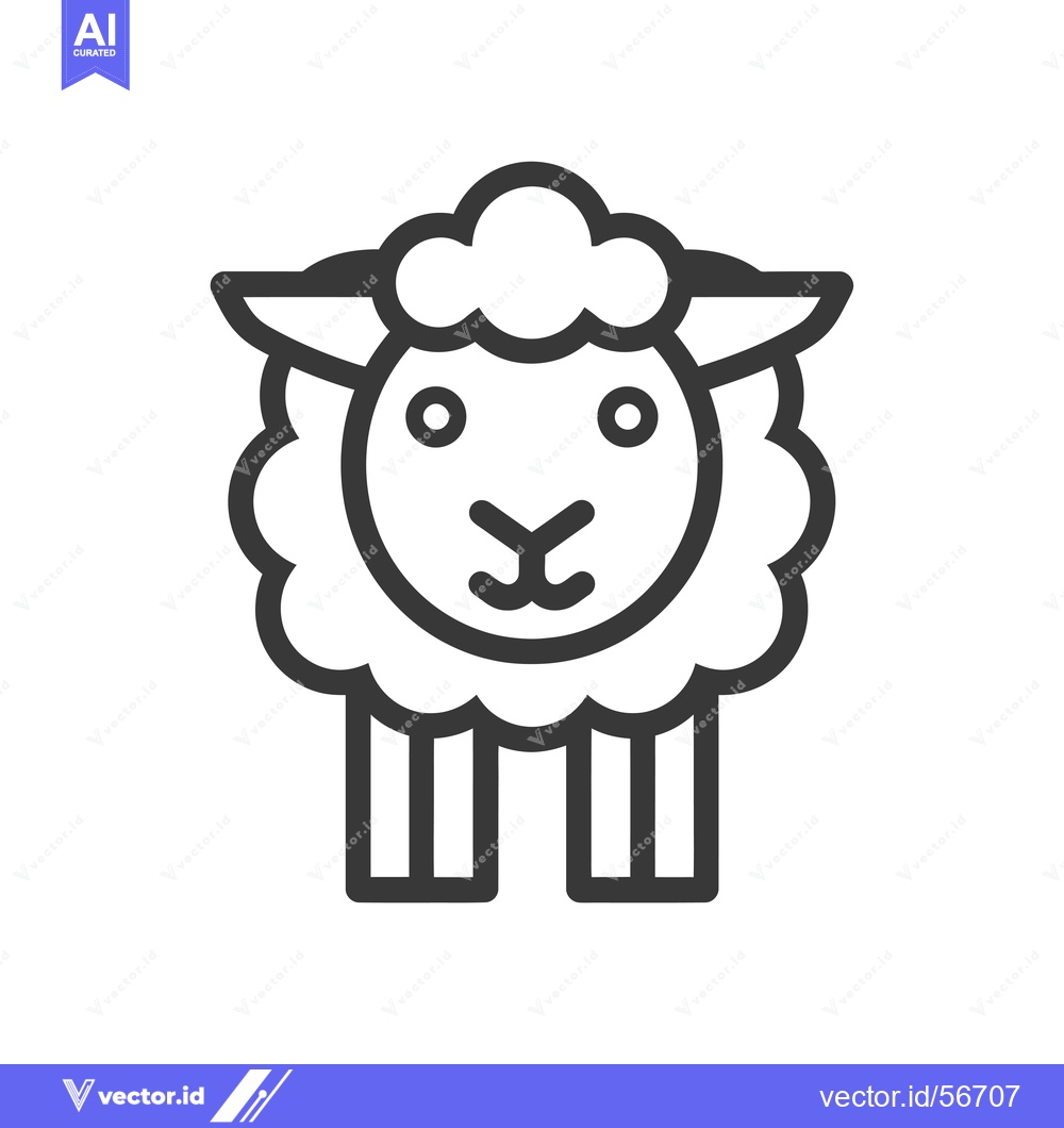 Premium Vector of Line Drawing of a Simple Cartoon Sheep