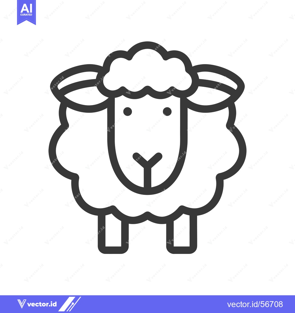Premium Vector dari Line Drawing of a Simple Cartoon Sheep