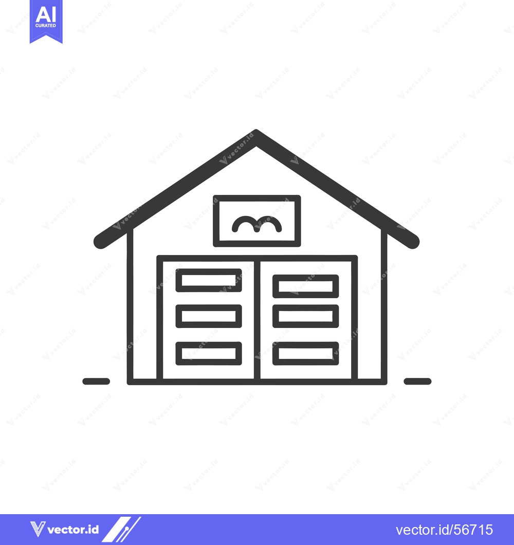 Premium Vector dari Line drawing of a simple garage building with a door