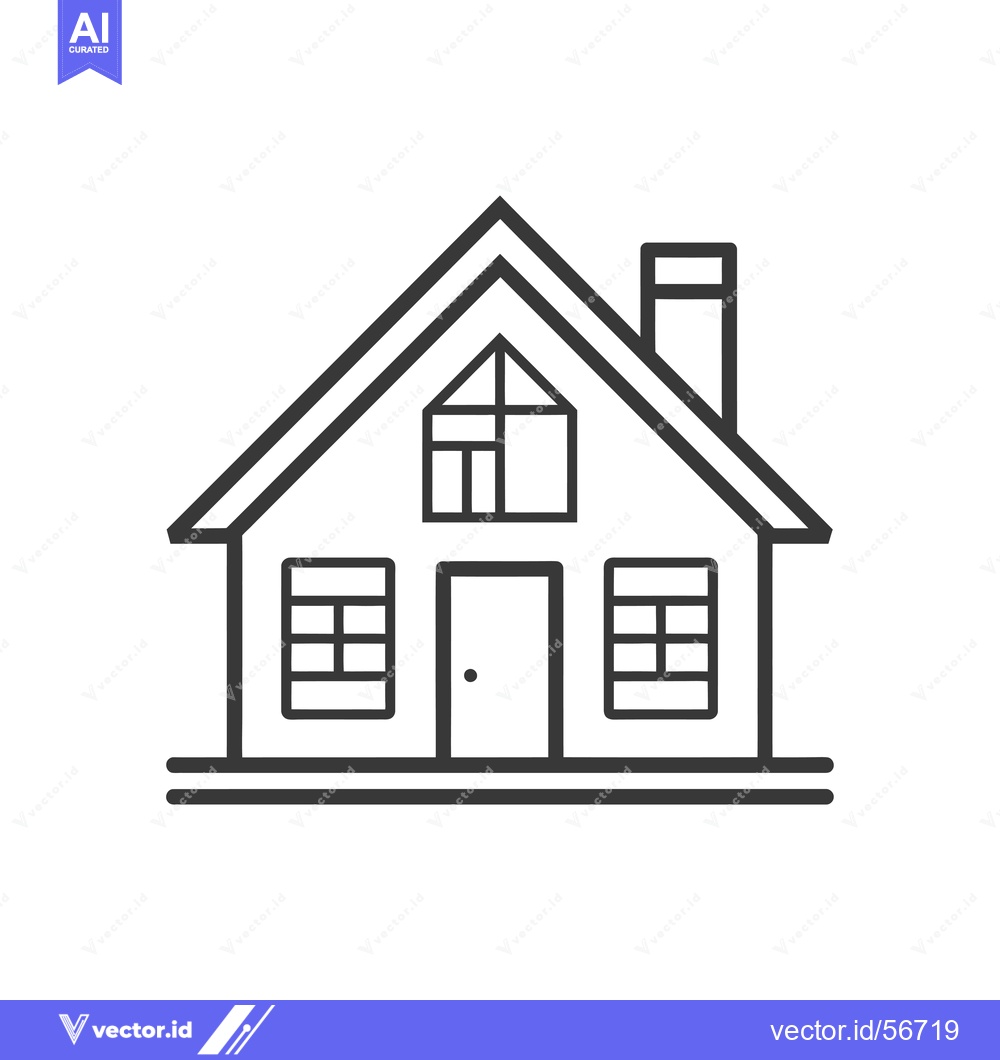 Premium Vector of Line drawing of a simple house with a chimney and windows