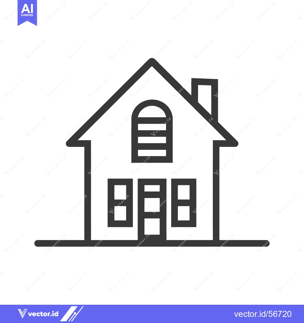 Premium Vector dari Line drawing of a simple house with a chimney and windows