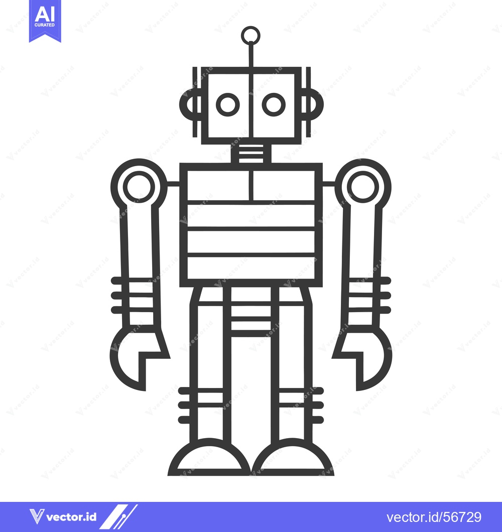 Premium Vector dari Line Drawing of a Simple Robot with Arms and Legs