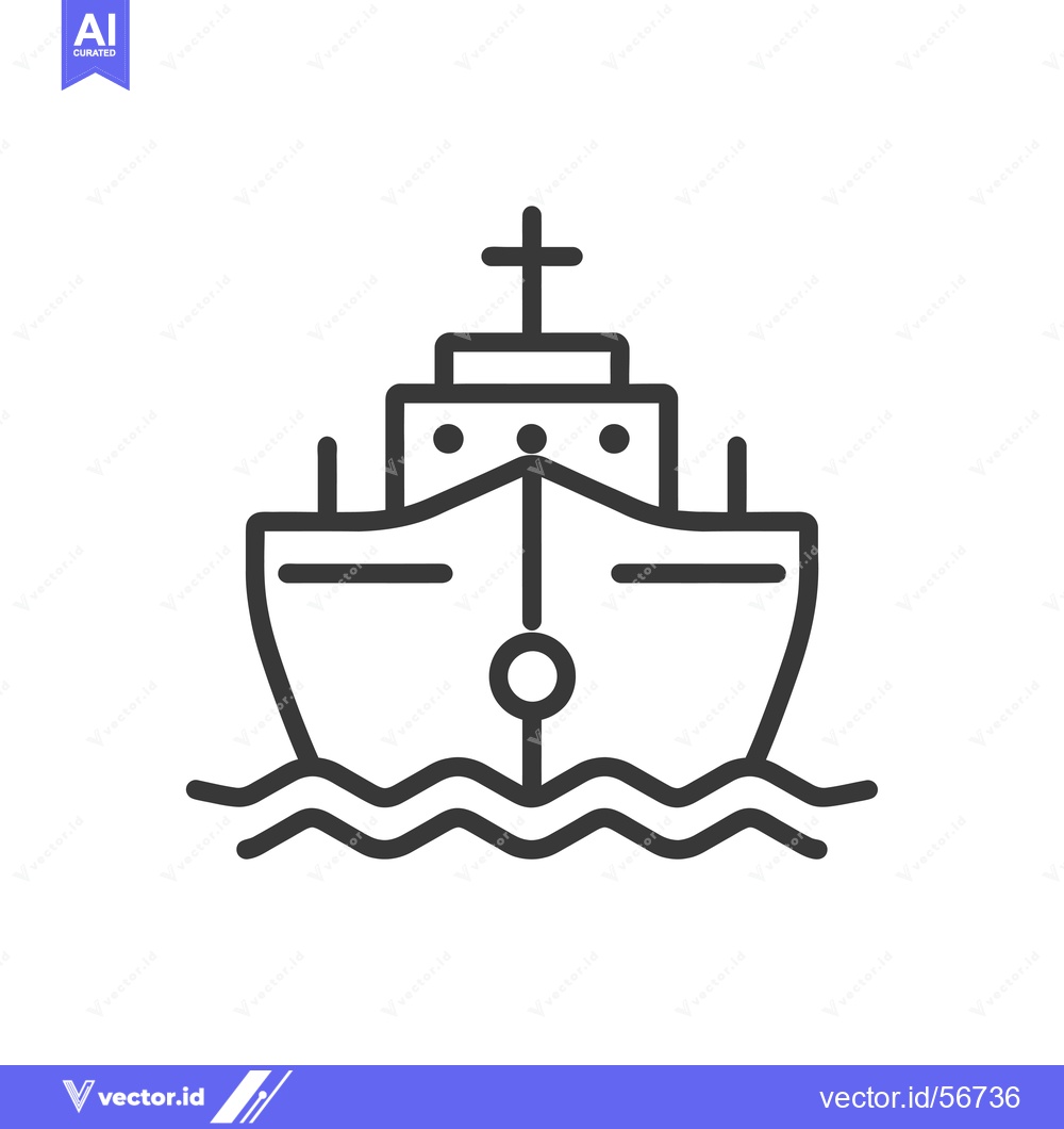 Premium Vector dari Line Drawing of a Simple Ship with a Cross on Top