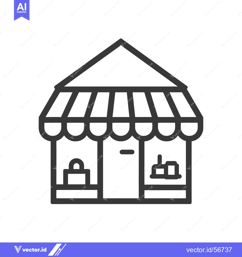 Premium Vector of Line Drawing of a Simple Shop Building with an Awning