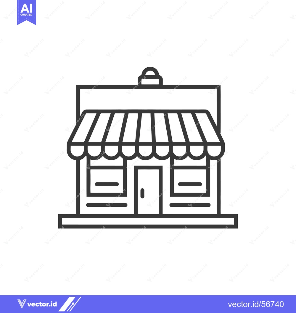 Premium Vector dari Line Drawing of a Simple Store Building with Awning