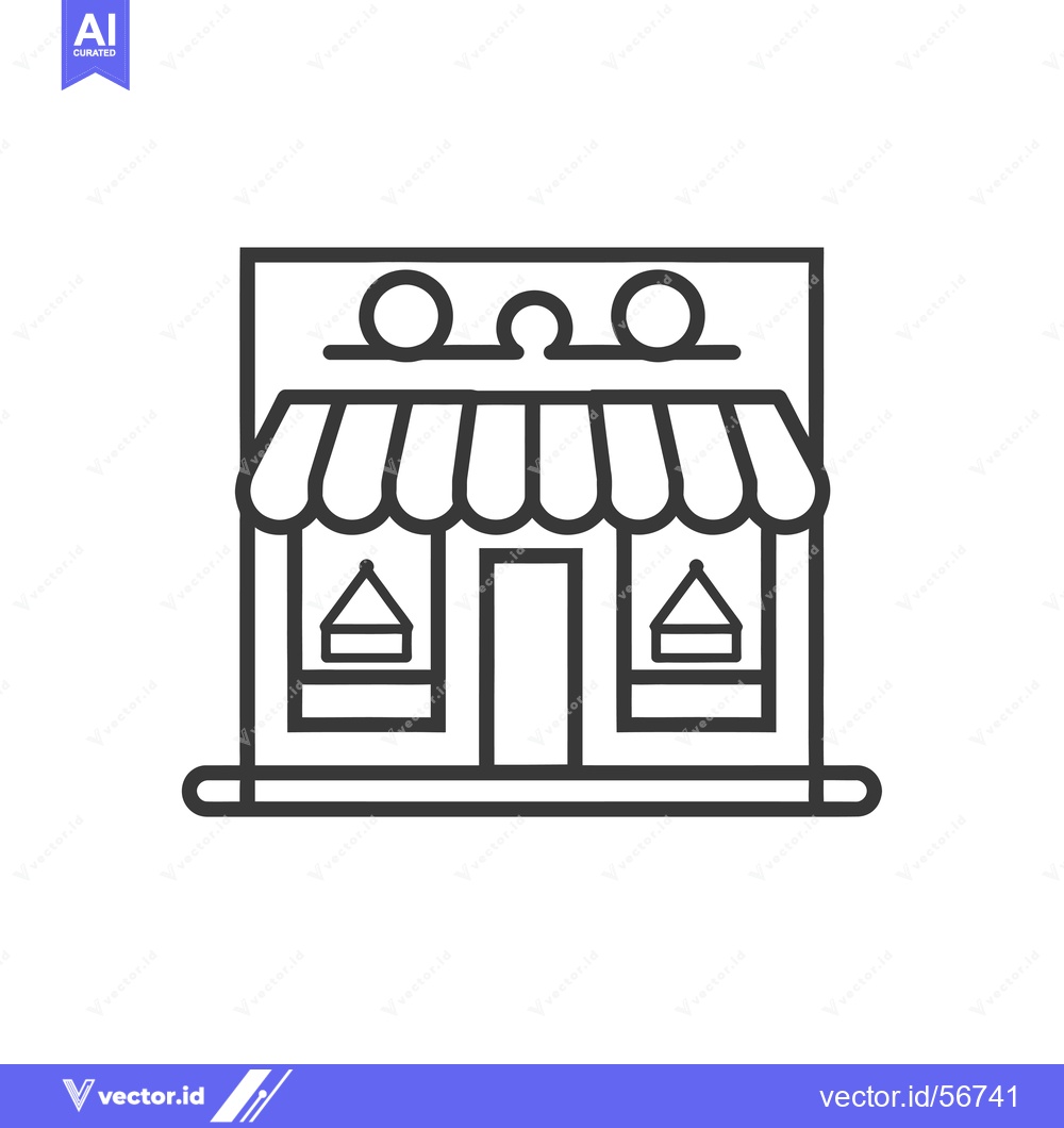 Premium Vector dari Line Drawing of a Simple Storefront Building