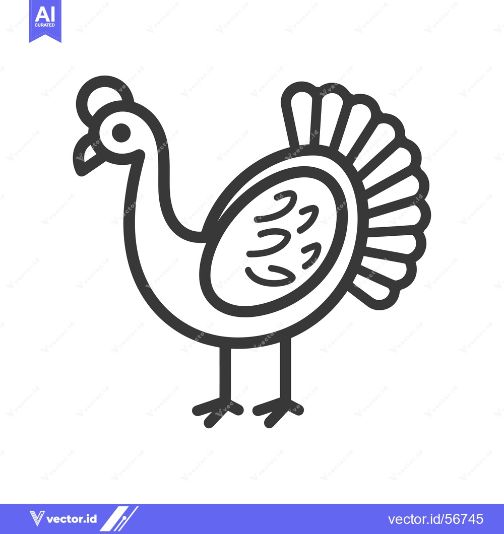 Premium Vector of Line Drawing of a Simple Stylized Turkey