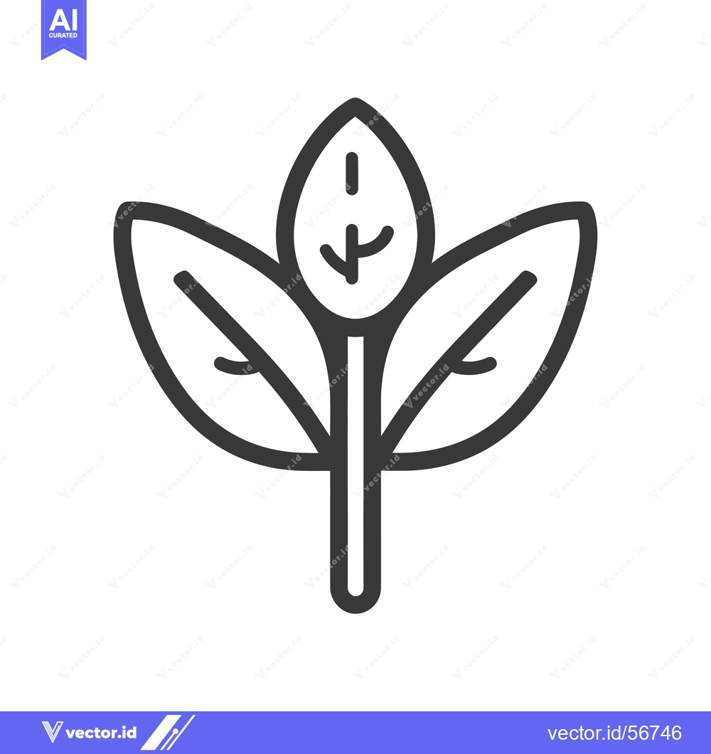 Premium Vector dari Line Drawing of a Simple Three-Leaf Plant